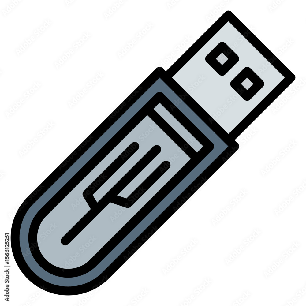 Poster usb icon vector image. can be used for 3d printing.