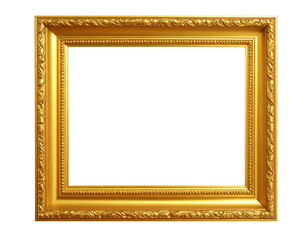 Ornate golden frame with intricate details and a polished finish provides an elegant border for display.