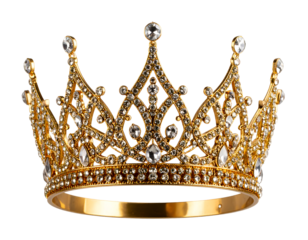 The splendid golden crown, intricately designed and studded with dazzling jewels, radiates grandeur and success.