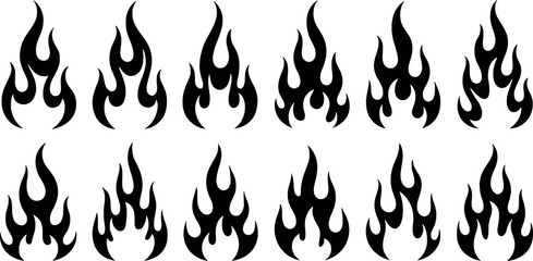 Tribal flames fire design elements black white