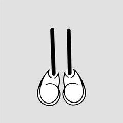 Cartoon feet in shoes. Comic retro feet in various poses, cute character mascot feet in boots, standing, walking, running, jumping. Vector set. Isolated footwear