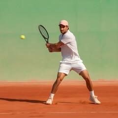 Photo of a tennis player hits a forehand