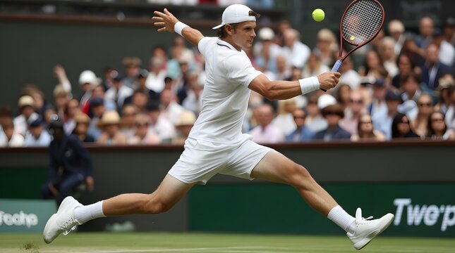 Photo of tennis player in intense action - Powered by Adobe