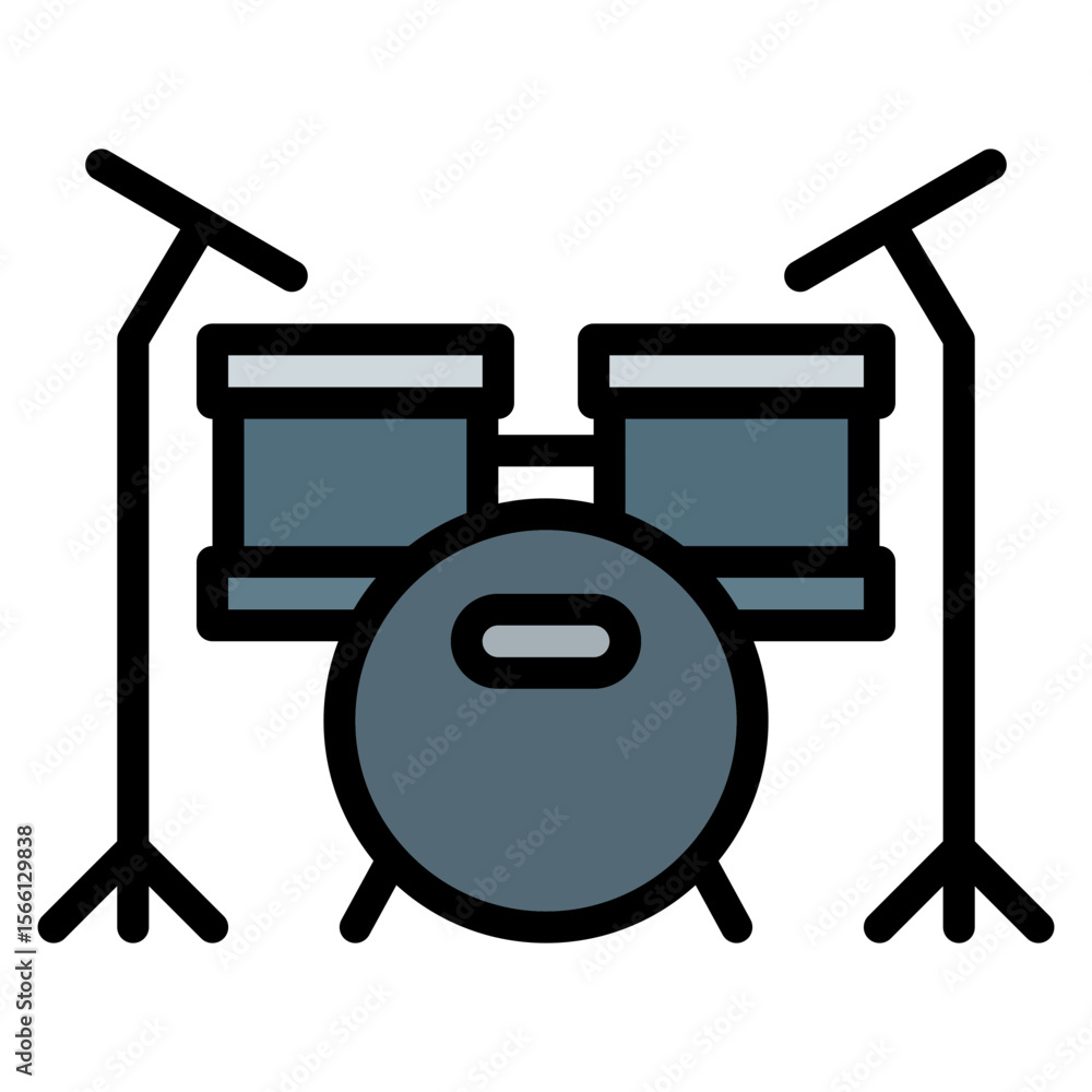 Poster drum set icon vector image. can be used for rock and roll.
