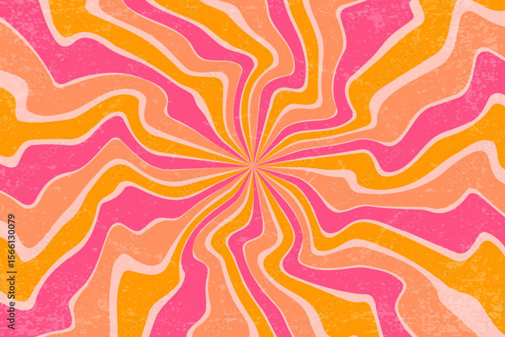 Poster sunburst retro background with radial pattern of radial wavy rays. vector vintage abstract summer po