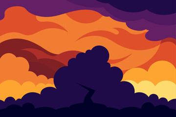 dramatic storm clouds at sunset