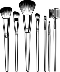 Makeup brushes set professional cosmetic brushes for face eye shadow and eyebrow vector illustration vector illustration