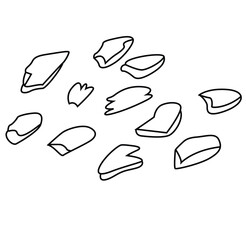 Cute cartoon hand drawn vector broken glasses pieces outline.