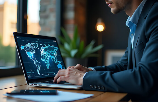 business person using artificial intelligence technology laptop improve productivity make informed