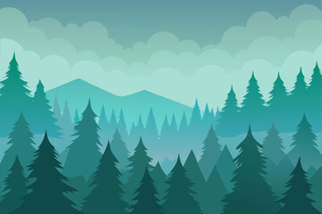 Fototapeta premium morning mist in dense pine forest