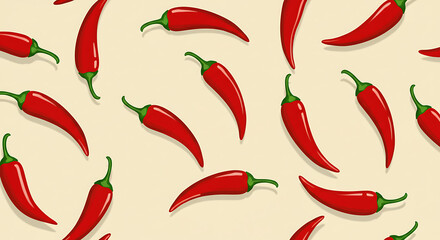 Overhead shot of a rich, red chili pepper pattern, perfect for a spicy theme