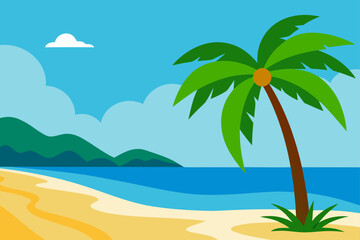 Obraz premium tropical beach paradise idyllic scene of palm tree