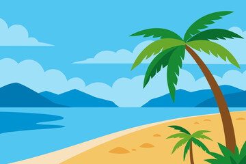 Obraz premium tropical beach paradise idyllic scene of palm tree