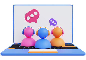 Concept of contacting an agent for advice, online chat, 3D illustration