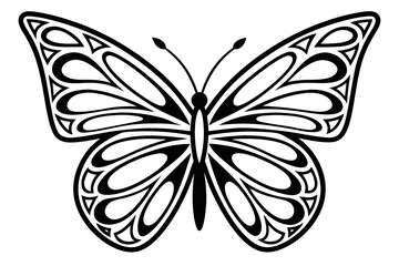 Intricate Black White Butterfly Vector Graphic for Creative Artwork