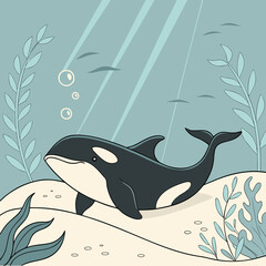 illustration of a whale in the water