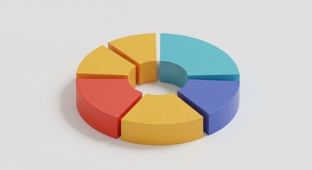 Obraz premium Colorful 3D Pie Chart Data Visualization