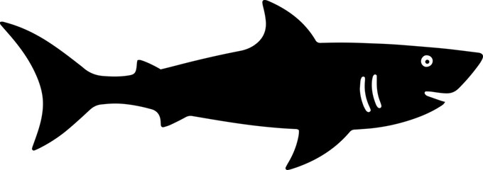 Shark black silhouette. Vector illustration