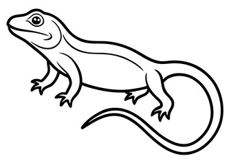  Lizard Reptile – Black Outline Silhouette Vector