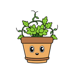 Adorable Cartoon Potted Plant Character