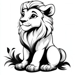 Obraz premium Cute animal tattoos coloring page, bold lines, simple shapes on white background 