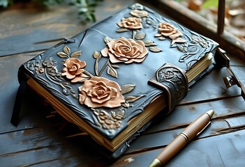 old book and rose