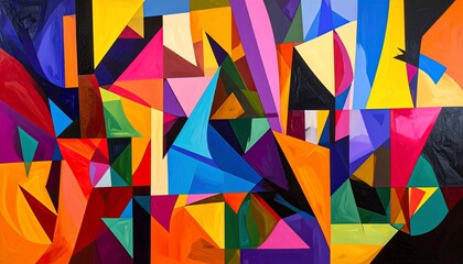 Abstract Geometric Composition in Vivid Hues