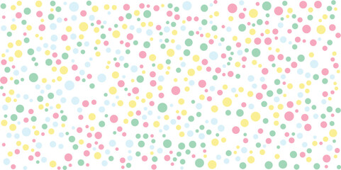 Circles Confetti Falling Pastel Colored Circles Pattern on White Background.