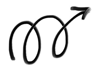 Hand Drawn Black Arrow Marker on Transparent Background, Isolated Sketch Arrow Sign, Marker Arrow Clipart PNG