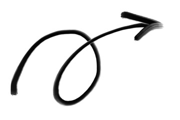 Hand Drawn Black Arrow Marker on Transparent Background, Isolated Sketch Arrow Sign, Marker Arrow Clipart PNG