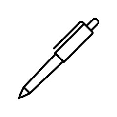 Minimalistic Line Drawing of a Ballpoint Pen Isolated on a White Background