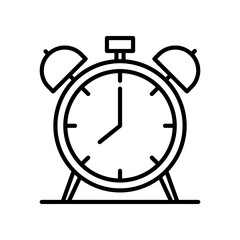 Black and White Icon of a Classic Alarm Clock with Bells
