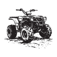 Fototapeta premium atv rider off road quad bike sketch silhouette