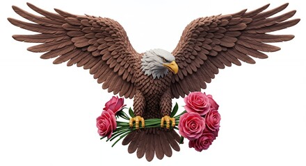 Eagle holding roses wildlife illustration