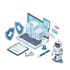 Medical Technology Healthcare Concept Illustration with Doctor and Robot