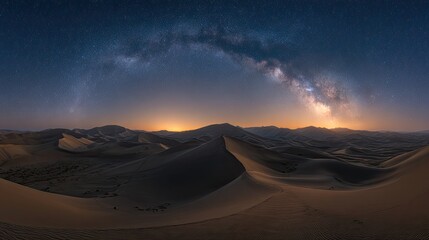 Naklejka premium Desert Night Sky with Milky Way Galaxy