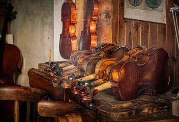 Old musical instruments - violins and cello