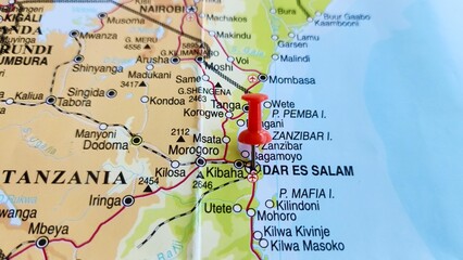 View of Dar es Salaam, Largest city in Tanzania, and capital of Dar es Salaam Region, on a...