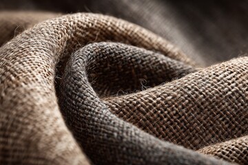 Fototapeta premium Close-Up of Brown and Beige Linen Fabric Texture