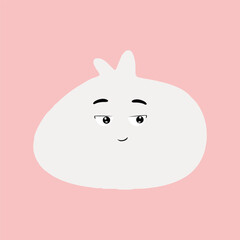 Kawaii character steam bao bun isolated on pink background. Chinese steamed meat bun cartoon