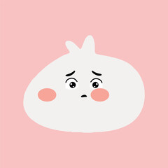 Kawaii character steam bao bun isolated on pink background. Chinese steamed meat bun cartoon