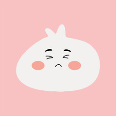 Kawaii character steam bao bun isolated on pink background. Chinese steamed meat bun cartoon