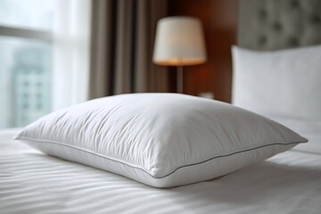 Obraz premium White Pillow on a Hotel Bed