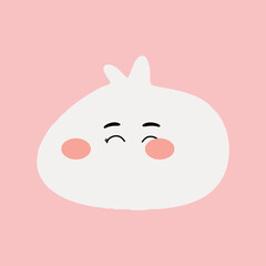 Kawaii character steam bao bun isolated on pink background. Chinese steamed meat bun cartoon