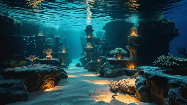 Illuminated Aquatic Exploration of a Submerged Scene