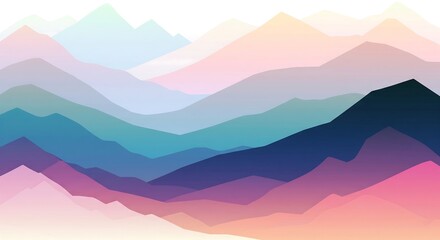 Abstract landscape of layered mountains with gradient colors and a smooth artistic style