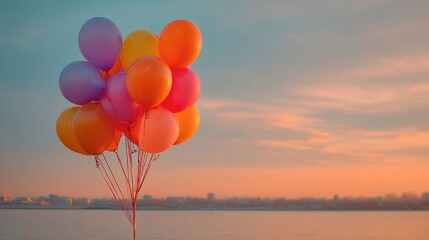 Fototapeta premium Colorful balloons sunset celebration