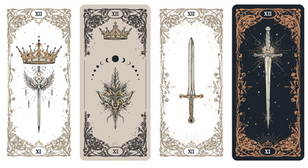 Mystical tarot cards vector illustration for spiritual design and decoration