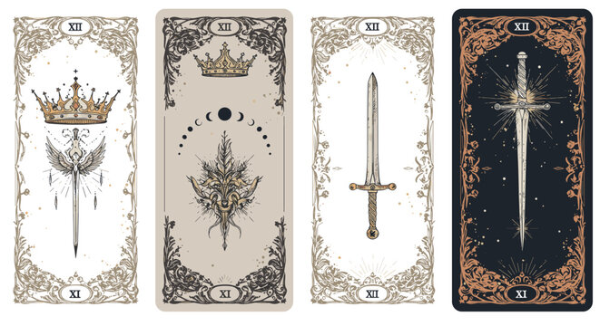 Mystical tarot cards vector illustration for spiritual design and decoration