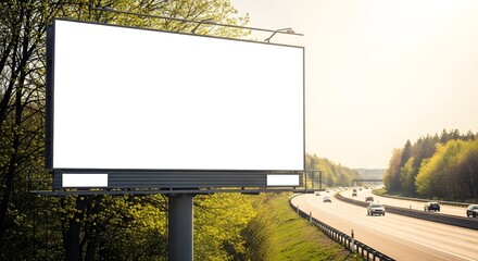 Fototapeta premium Blank Billboard Mockup Highway Advertising Space, Outdoor Advertising Template